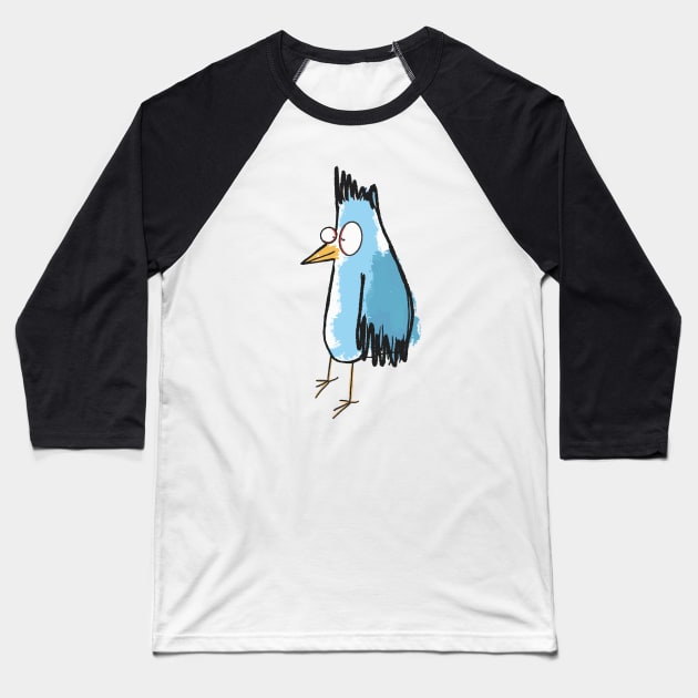 funny silly blue bird Baseball T-Shirt by barbasantara